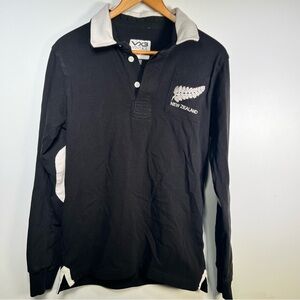Vintage New Zealand Jersey Black Long Sleeve Shirt Size Medium Men